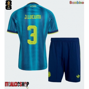 Colombia Jhon Lucumi #3 Seconda Maglia Bambino Mondiali 2026 Manica Corta (+ Pantaloni corti)